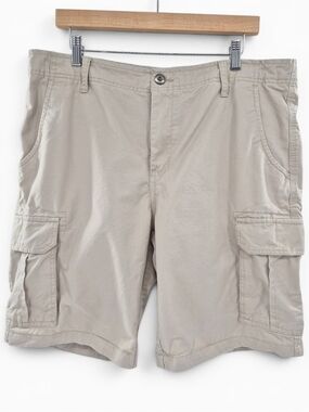 George Men Khaki Cargo Shorts 38 Beige 100% Cotton Utility Outdoor Summer Casual